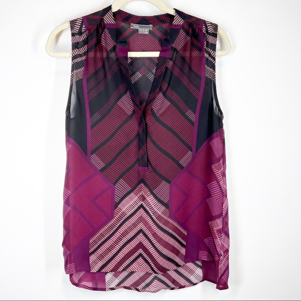 Vince Silk Purple Sleeveless Blouse